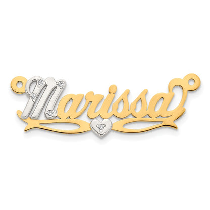 10k Two tone .03ct Diamond Name Plate