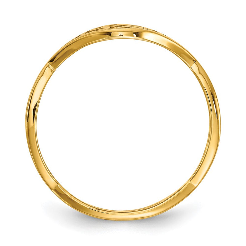10K Yellow Gold Epoxied Twisted Band Initial Ring