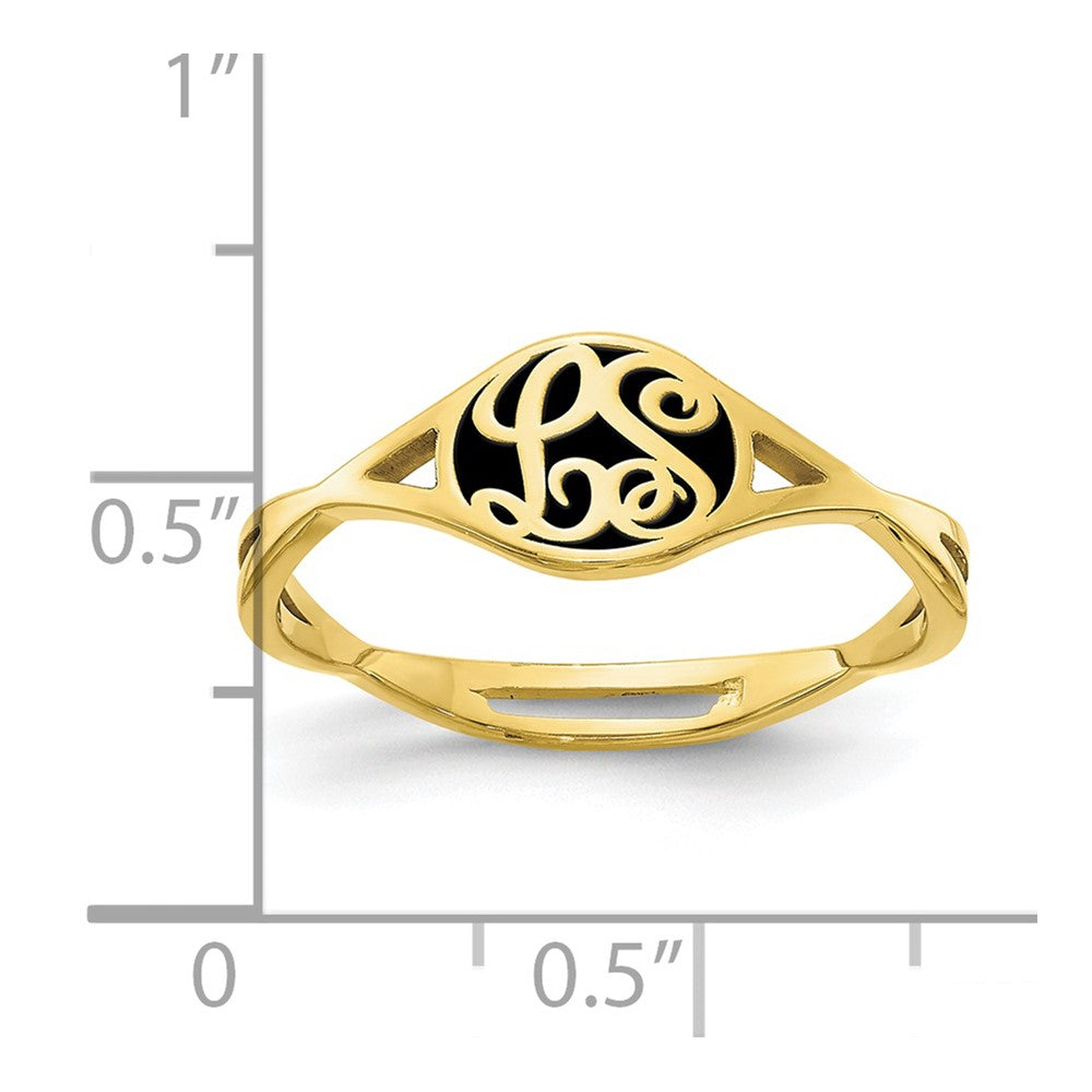 10K Yellow Gold Epoxied Twisted Band Initial Ring