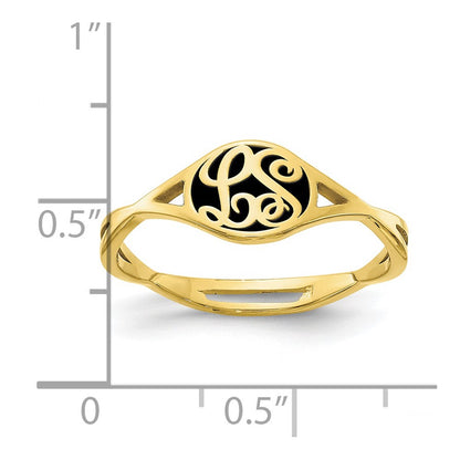 10K Yellow Gold Epoxied Twisted Band Initial Ring