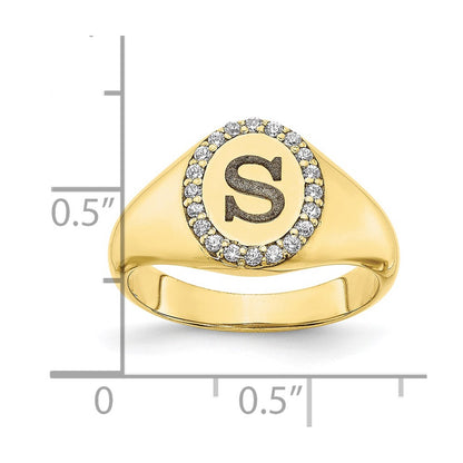 10LY Initial Oval with Real Diamond Classic Signet Ring