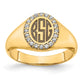 10K Yellow Gold Large Real Diamond Oval Classic Monogram Signet Ring
