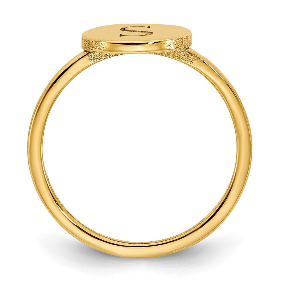 10K Yellow Gold Initial Circle Signet Ring