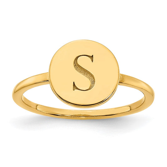10K Yellow Gold Initial Circle Signet Ring