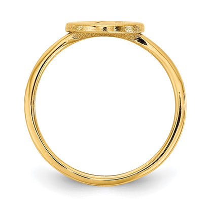10K Yellow Gold Initial Circle with Real Diamond Signet Ring