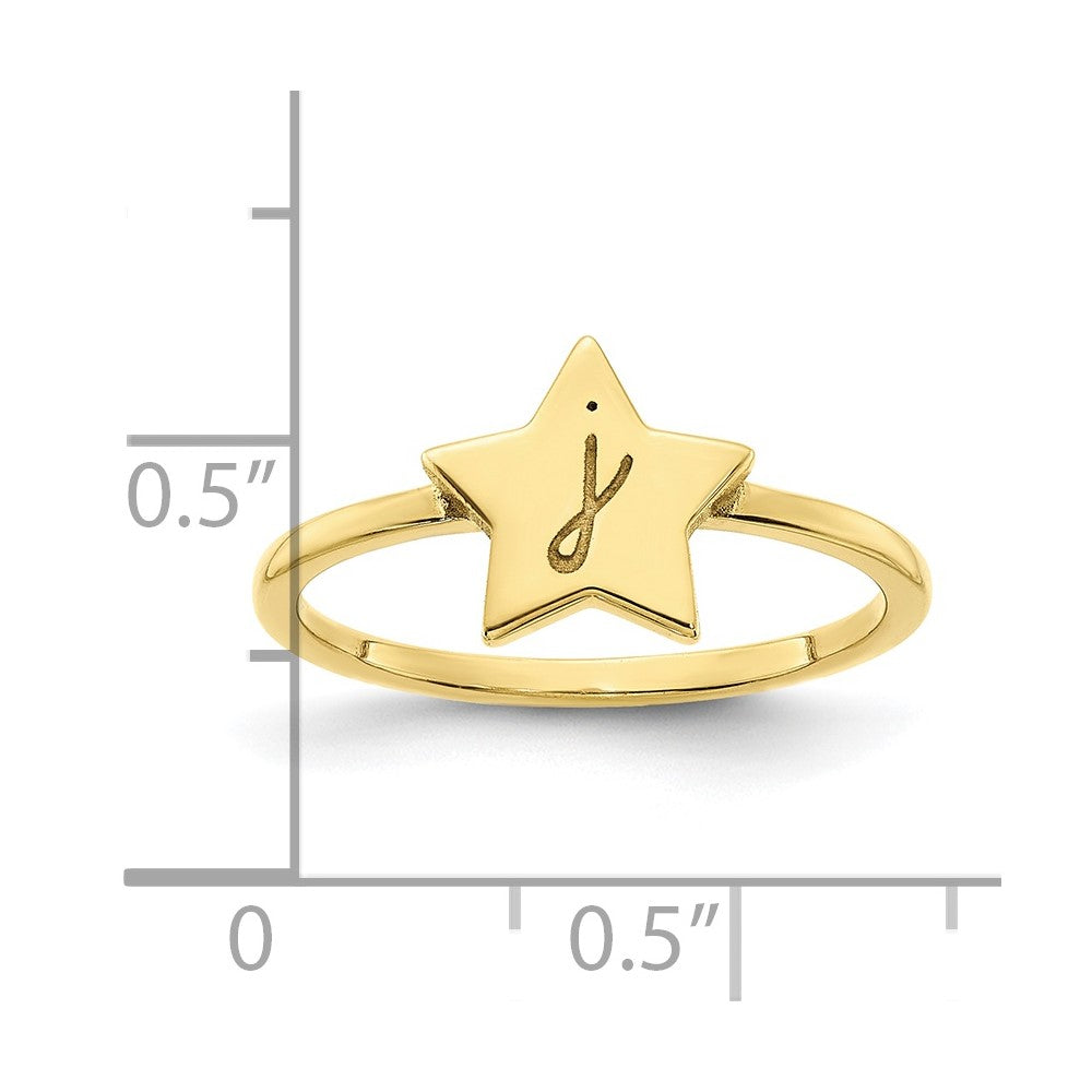 10K Yellow Gold Initial Star Signet Ring