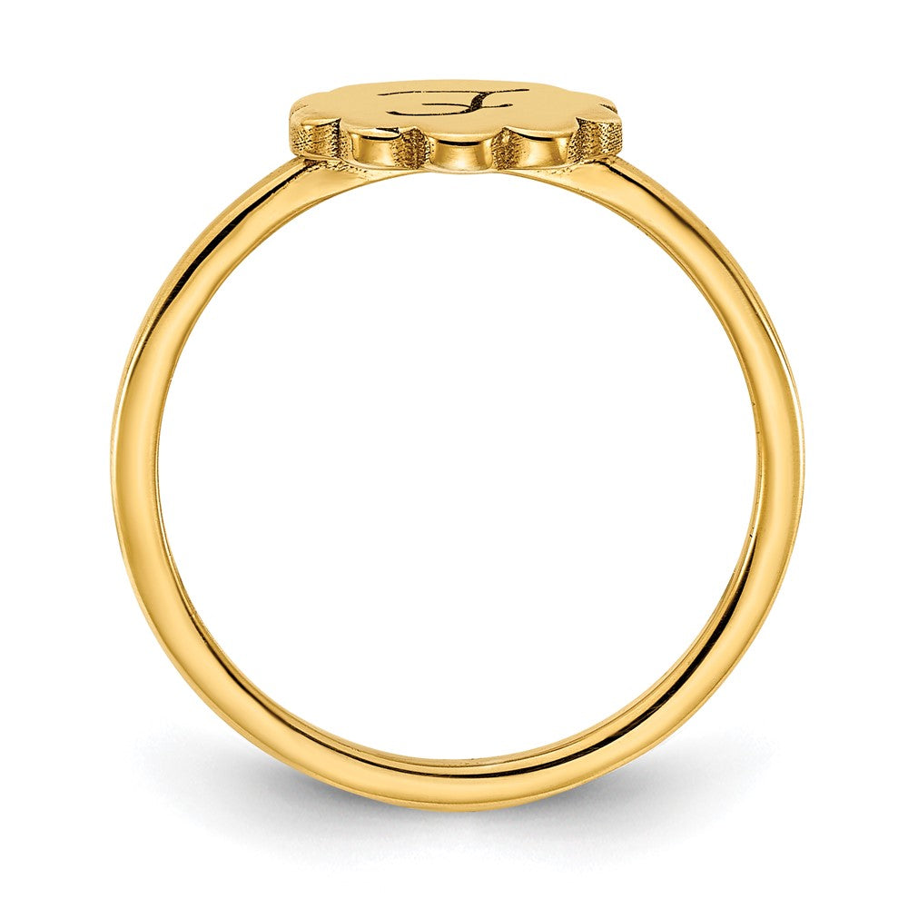 10K Yellow Gold Initial Flower Signet Ring