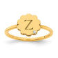 10K Yellow Gold Initial Flower with Real Diamond Signet Ring
