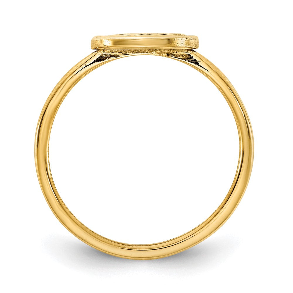 10K Yellow Gold Initial Oval with Real Diamond Signet Ring