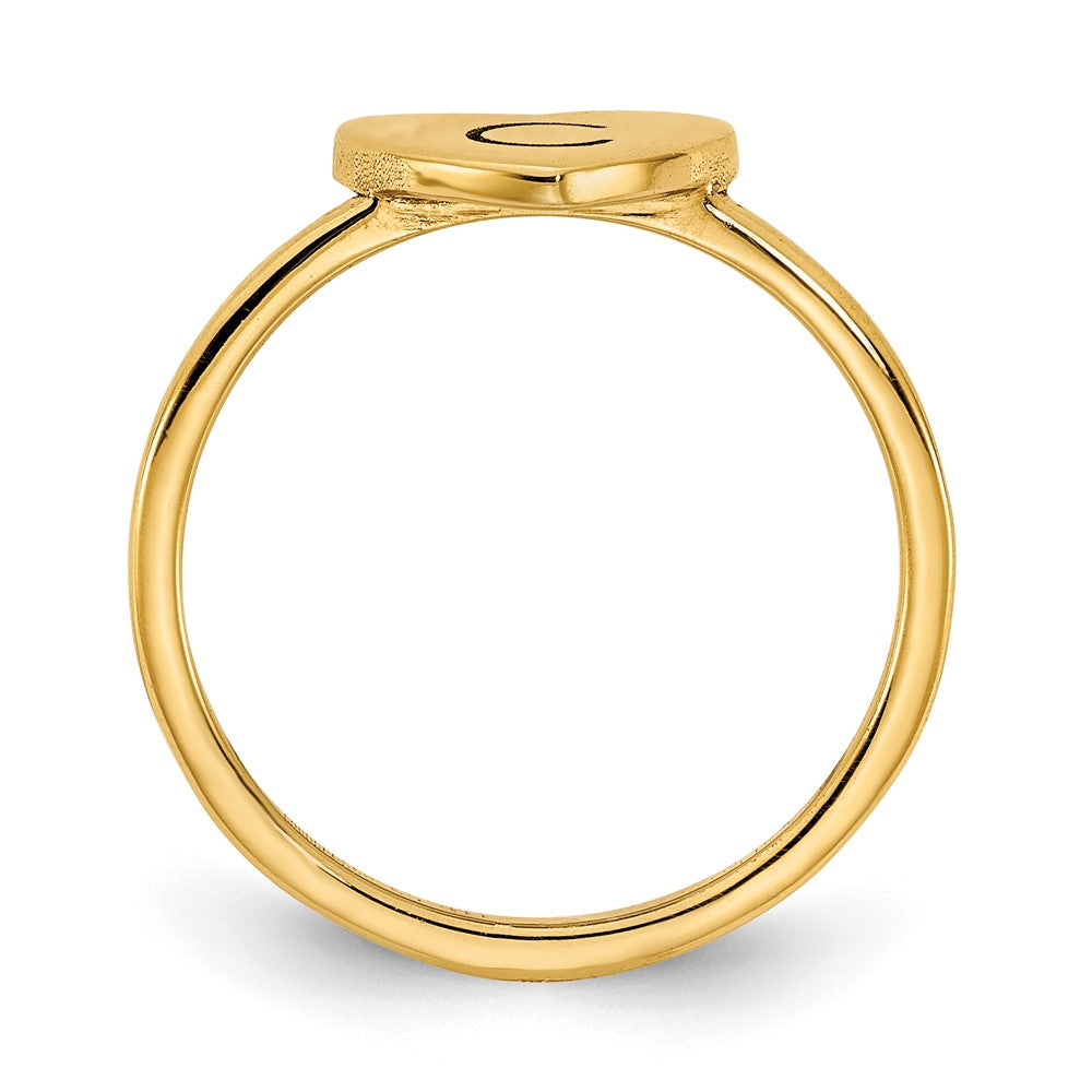 10K Yellow Gold Initial Heart Signet Ring
