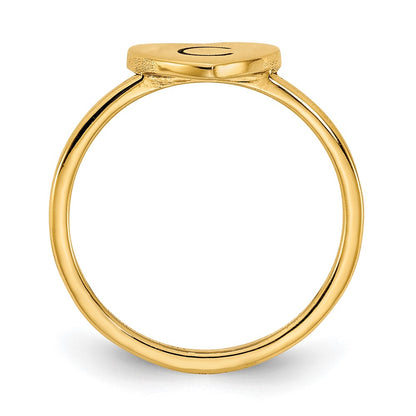 10K Yellow Gold Initial Heart Signet Ring