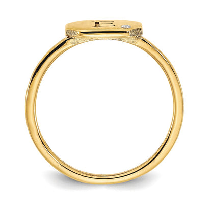 10K Yellow Gold Initial Octagon with Real Diamond Signet Ring