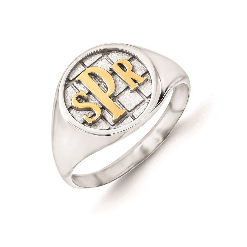 14K White Gold Monogram Signet Ring