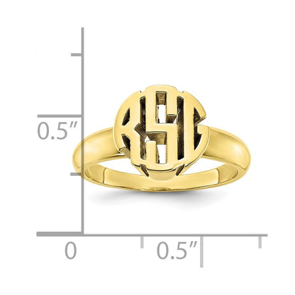 10K Yellow Gold Polished Monogram Signet Ring