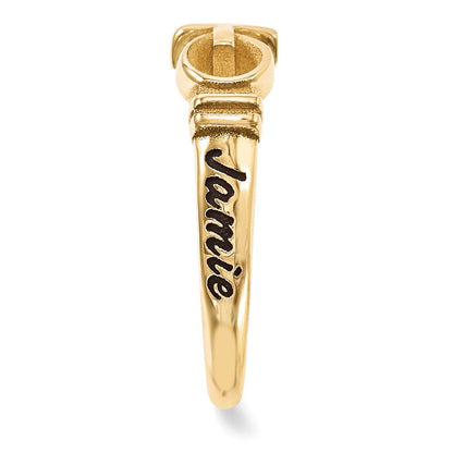 10K Yellow Gold Casted High Polish w/Antique Lettering Ring