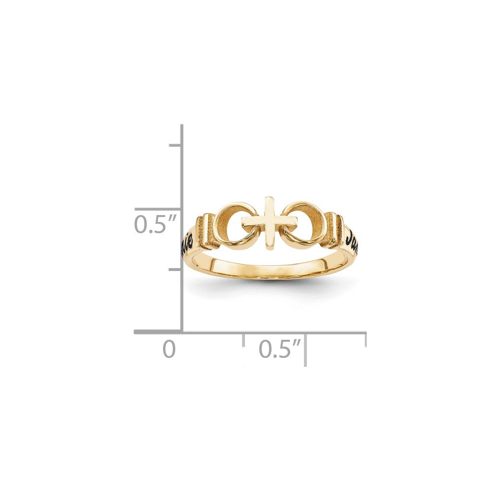 10K Yellow Gold Casted High Polish w/Antique Lettering Ring