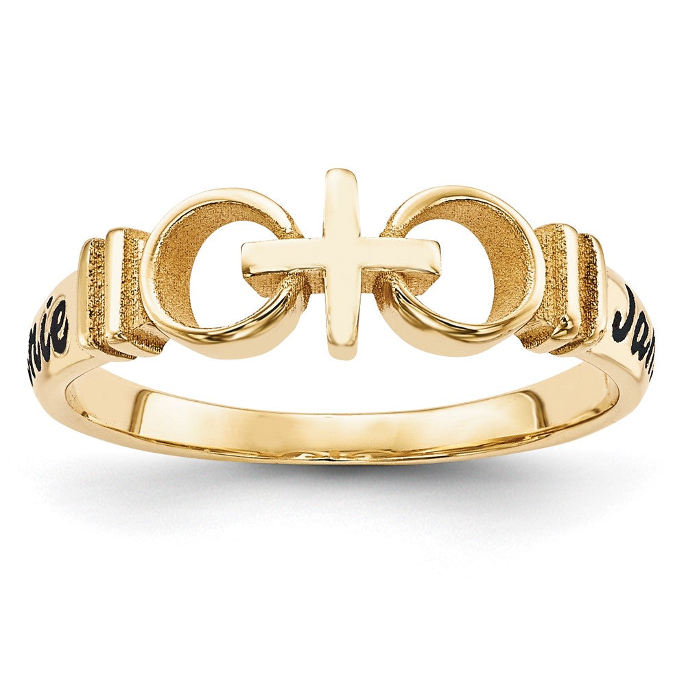 10K Yellow Gold Casted High Polish w/Antique Lettering Ring