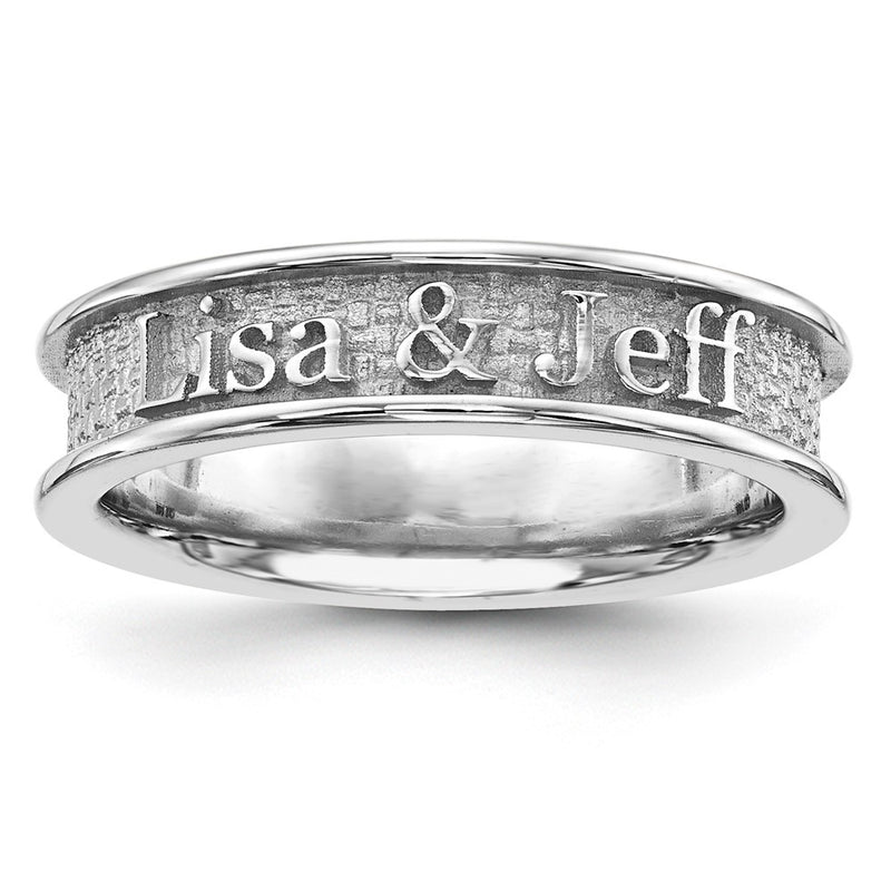 14K White Gold Casted High Polish w/Sandblast background Ring