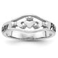 14K White Gold Casted High Polish w/Antique Letter Claddagh Ring