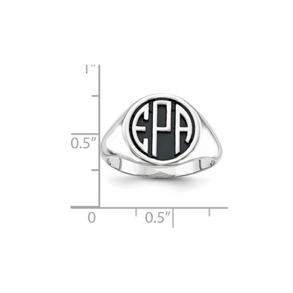 14K White Gold Casted High Polished Antiqued or Sandblast Monogram Ring
