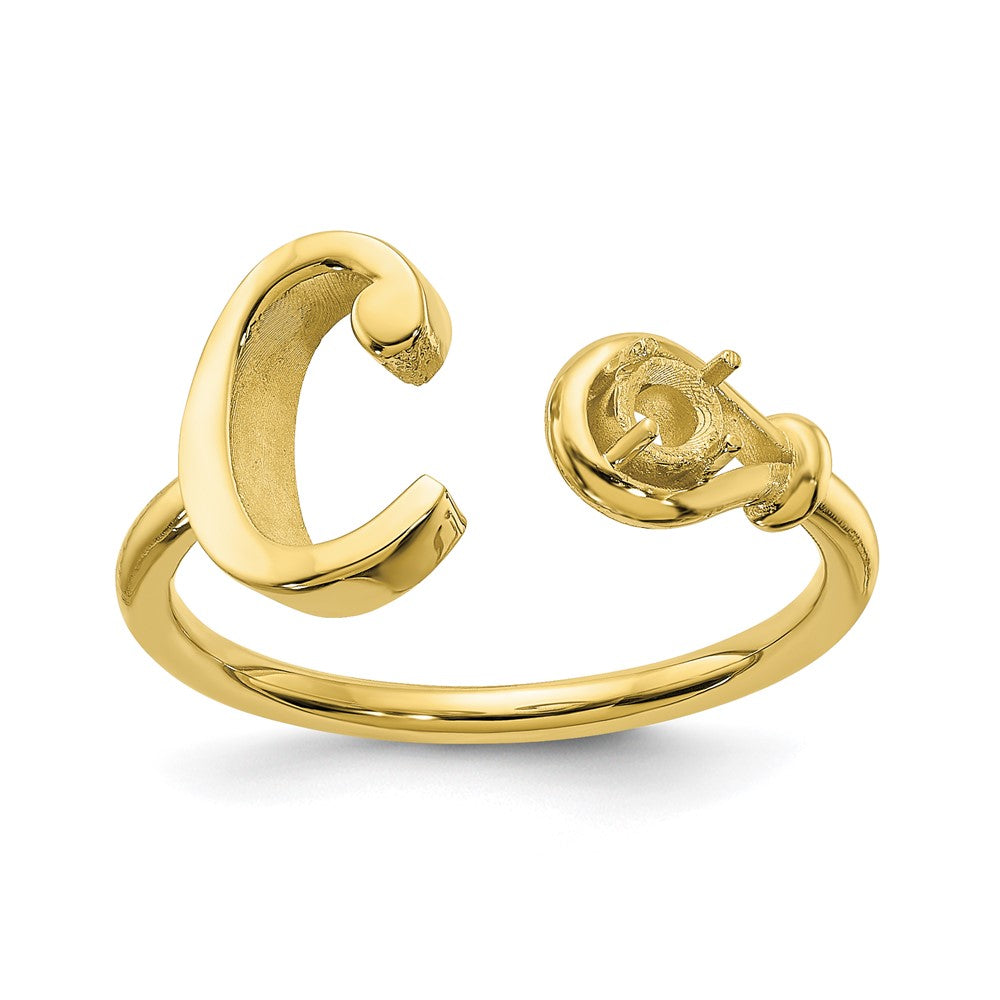 10K Yellow Gold Letter C with Birthstone Ring