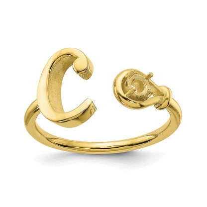 10K Yellow Gold Letter C with Birthstone Ring