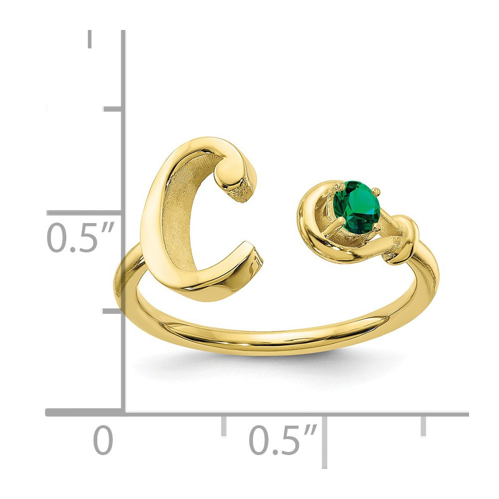 10K Yellow Gold Letter C with Birthstone Ring