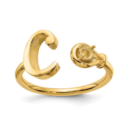 10K Yellow Gold Letter C with Birthstone Ring