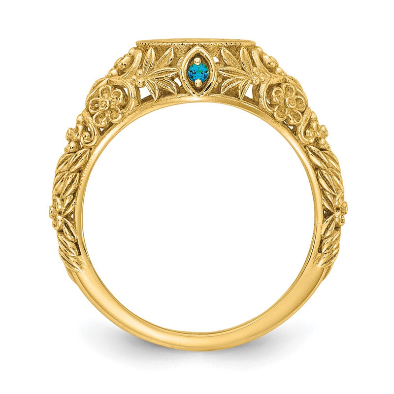 10K Yellow Gold Filigree with 1.5mm Birthstones Monogram Ring