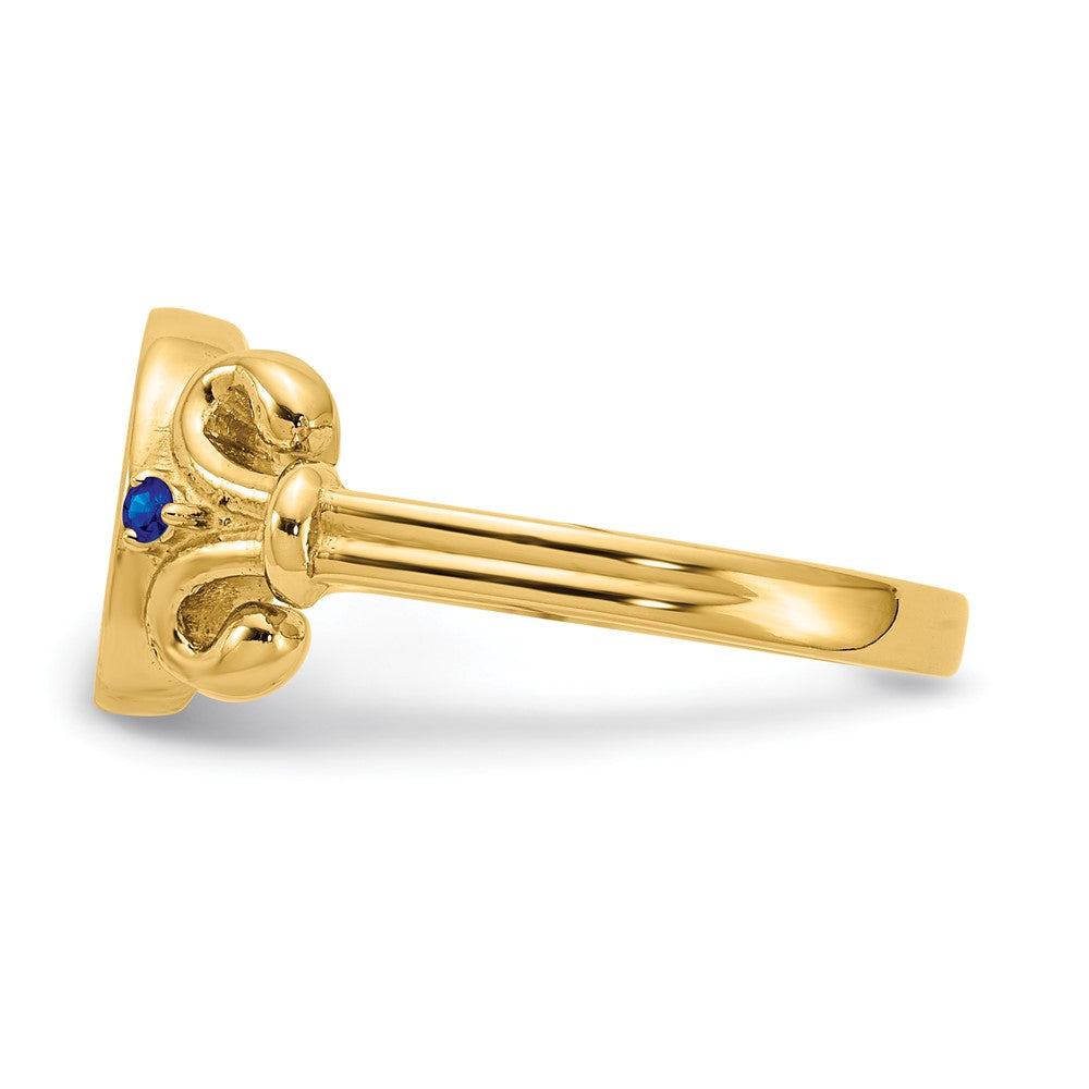 10K Yellow Gold Fancy Initial with Crsytal Birthstones Ring