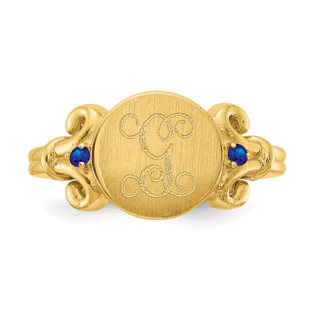10K Yellow Gold Fancy Initial with Crsytal Birthstones Ring