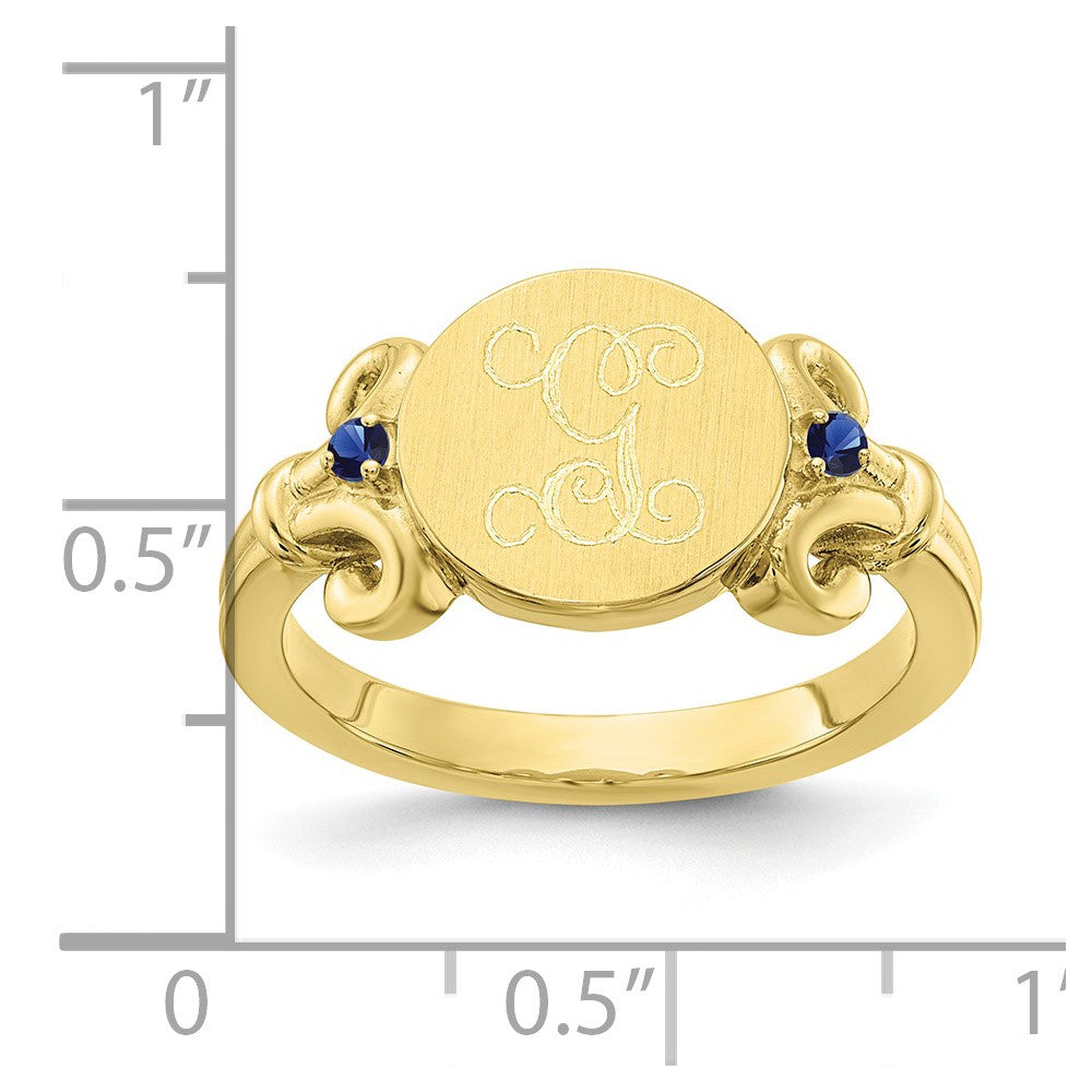10K Yellow Gold Fancy Initial with Crsytal Birthstones Ring