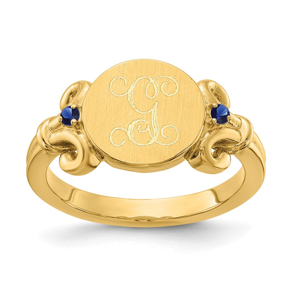 10K Yellow Gold Fancy Initial with Crsytal Birthstones Ring