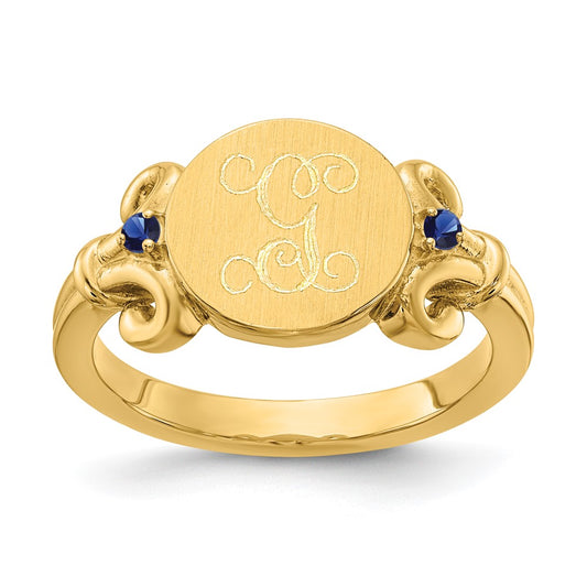 10K Yellow Gold Fancy Initial with Crsytal Birthstones Ring