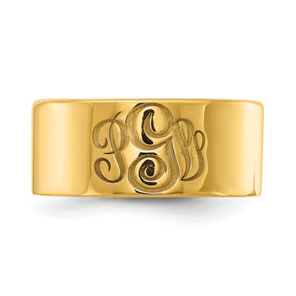 10K Yellow Gold Polished Cigar Style Monogram Ring