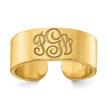 10K Yellow Gold Polished Cigar Style Monogram Ring