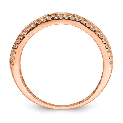10K Tiara Collection Rose Gold Polished CZ Ring