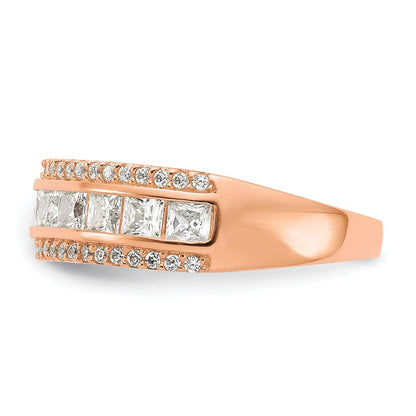 10K Tiara Collection Rose Gold Polished CZ Ring