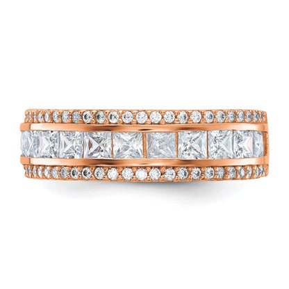 10K Tiara Collection Rose Gold Polished CZ Ring