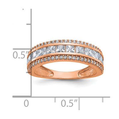 10K Tiara Collection Rose Gold Polished CZ Ring