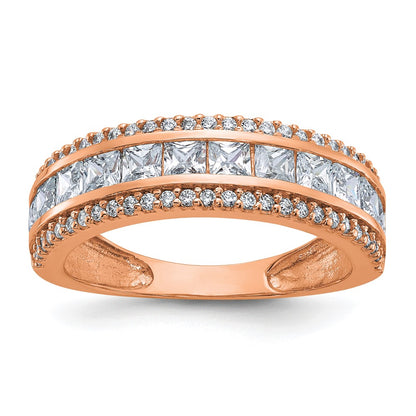 10K Tiara Collection Rose Gold Polished CZ Ring