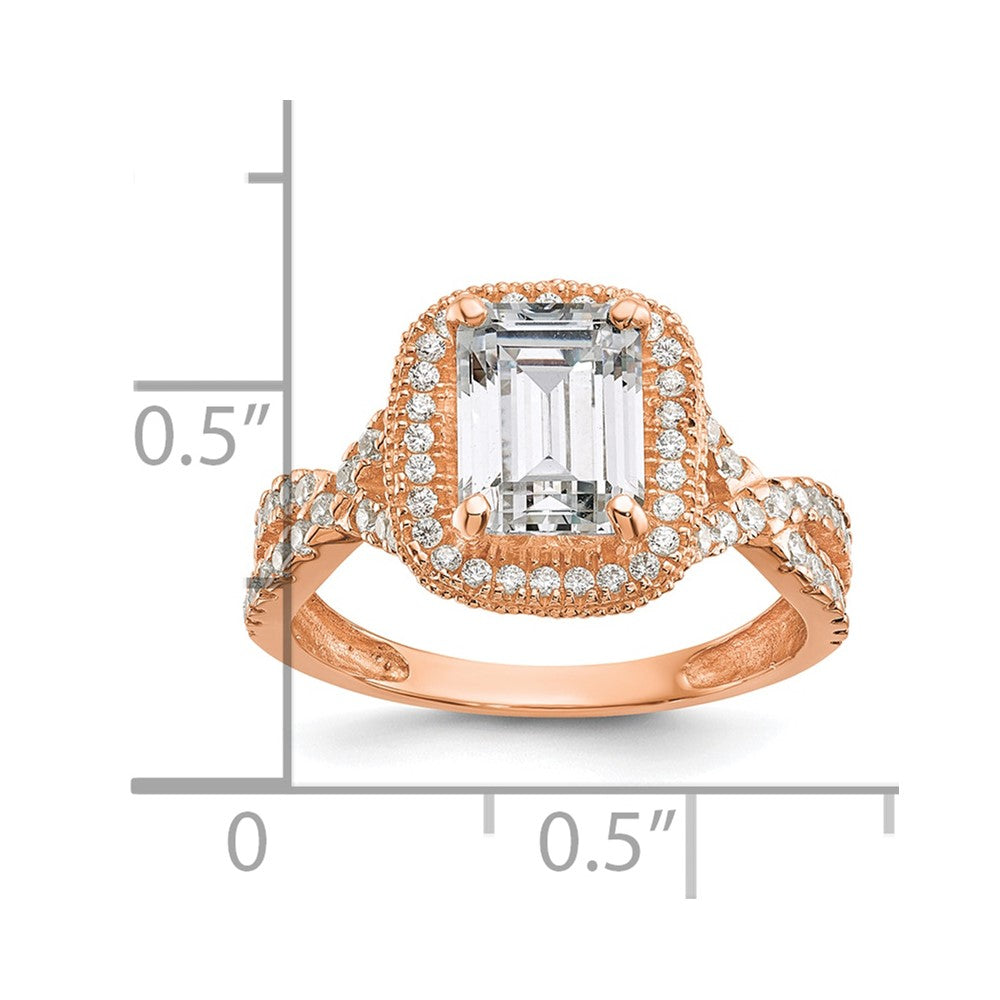 10K Tiara Collection Rose Gold Polished CZ Ring