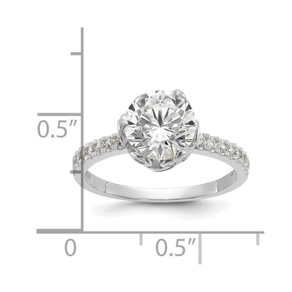10K Tiara Collection White Gold Polished CZ Ring