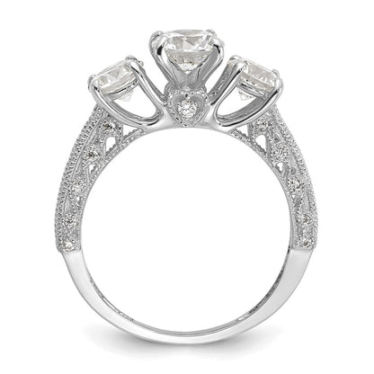 10K Tiara Collection White Gold Polished CZ Ring