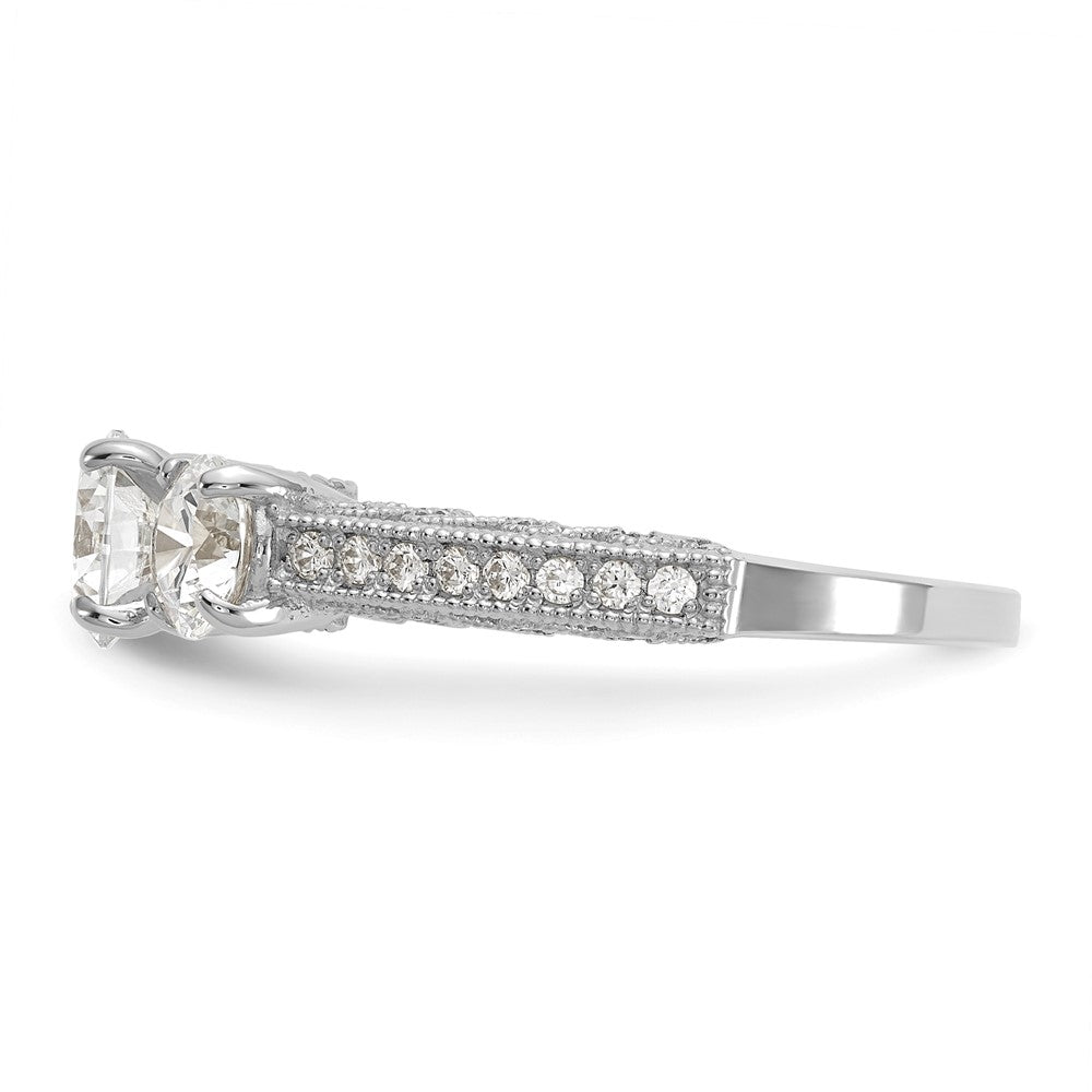 10K Tiara Collection White Gold Polished CZ Ring