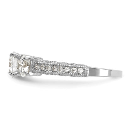 10K Tiara Collection White Gold Polished CZ Ring