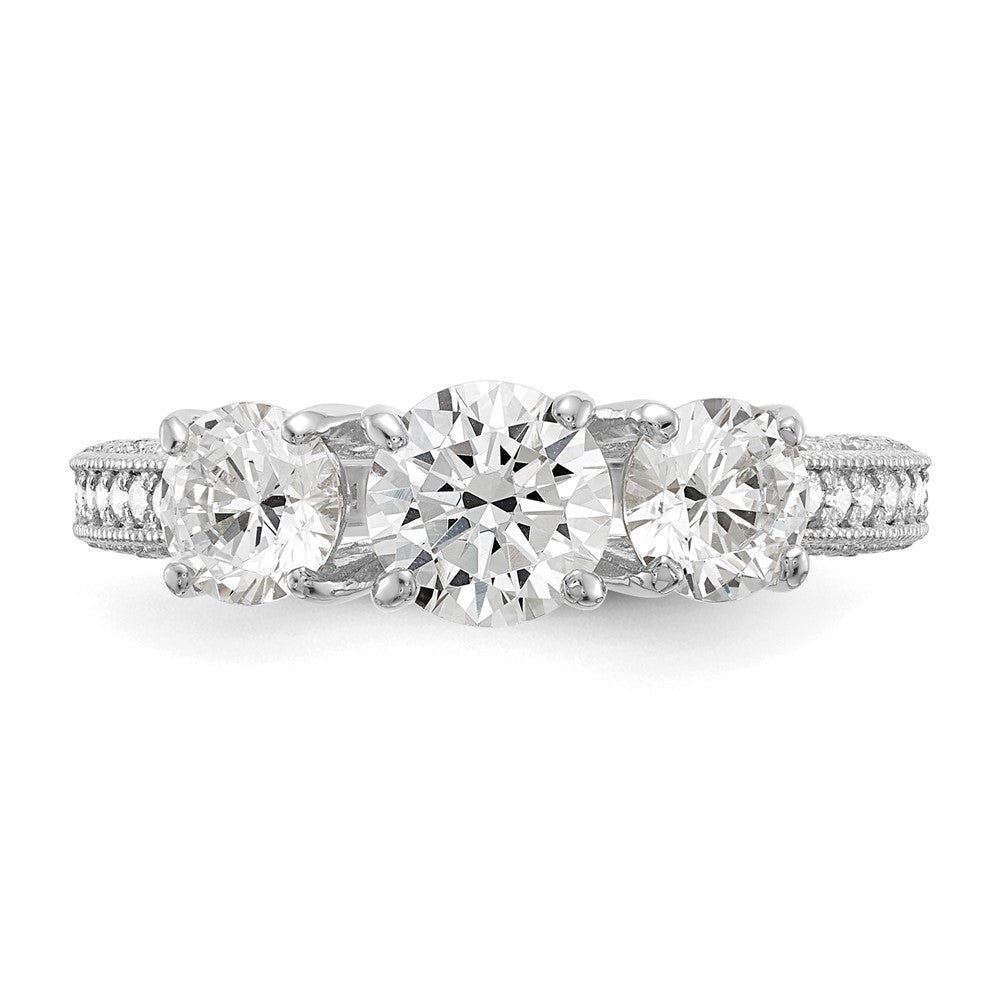 10K Tiara Collection White Gold Polished CZ Ring