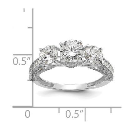 10K Tiara Collection White Gold Polished CZ Ring