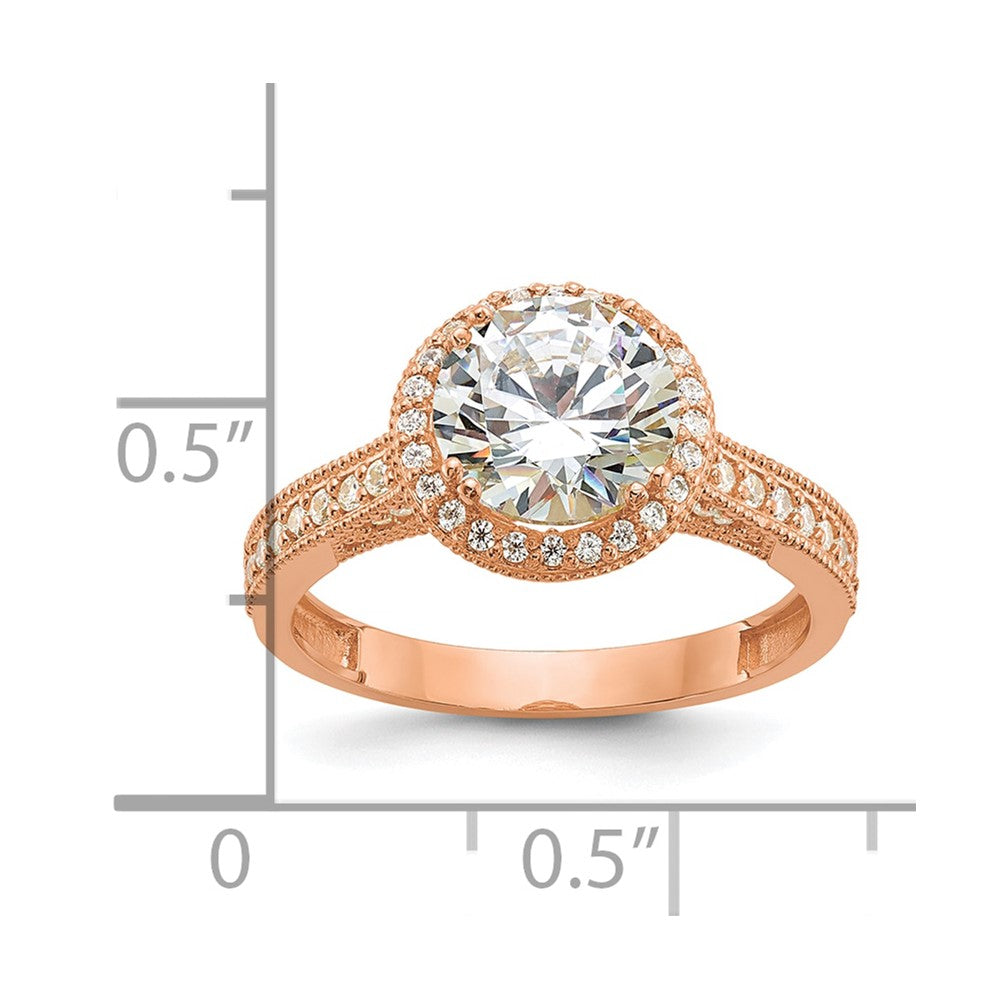 10K Tiara Collection Rose Gold Polished CZ Ring