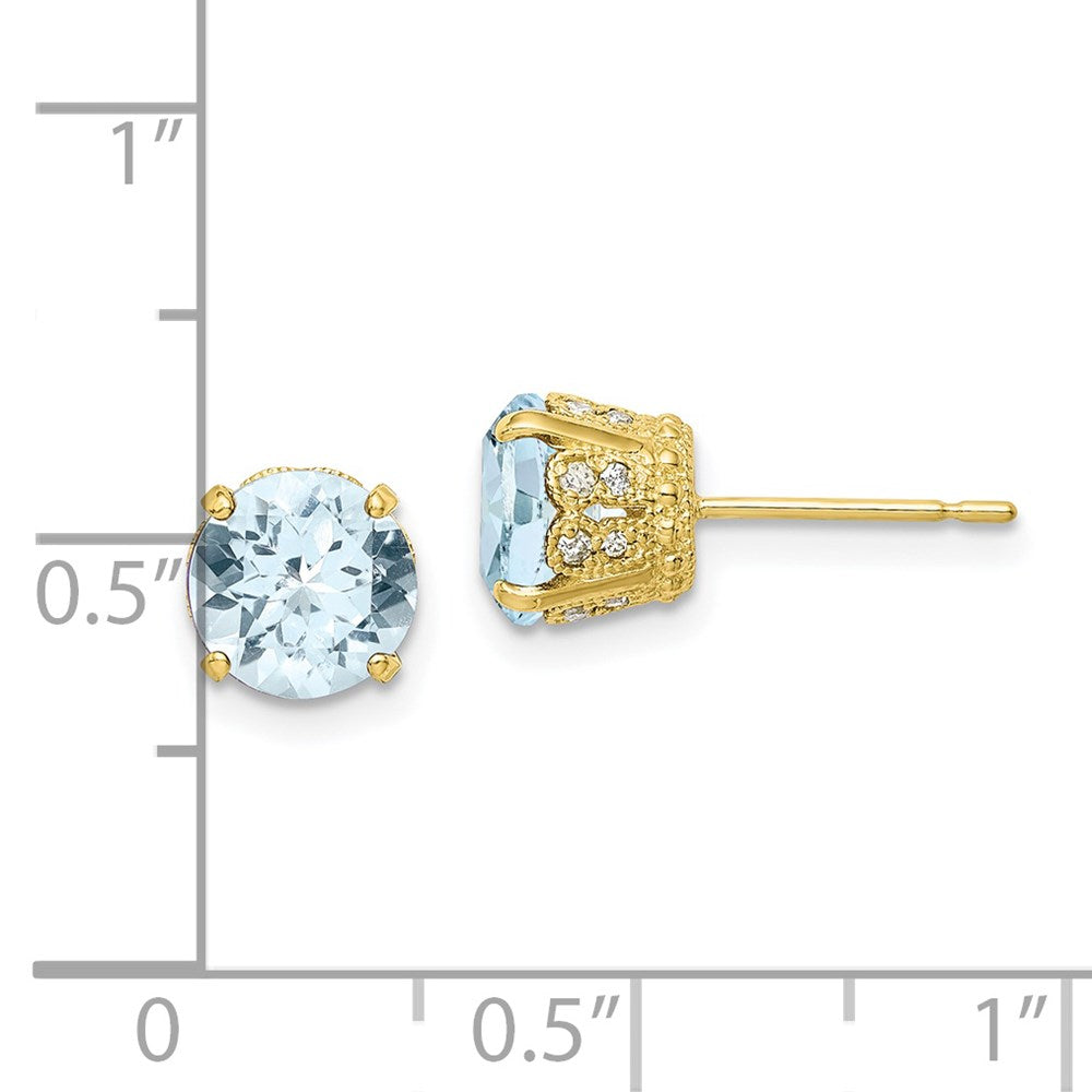 10K Tiara Collection Diamond Lab Created Aquamarine Post Earrings